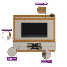 Home Guararapes para Tv 75'' com Led Nature/off White Linea - 3 Home Guararapes para Tv 75'' com Led Nature/off White Linea - 3