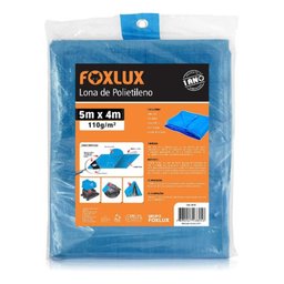Lona de Polietileno com Ilhós 5m X 4m Azul 110g/m² Foxlux - 1