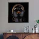 Ver imagem 3 de Kit 3 Quadros 50cm X 50cm Mulher e Folha Douradas Tropical Artes 