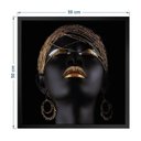 Ver imagem 4 de Kit 3 Quadros 50cm X 50cm Mulher e Folha Douradas Tropical Artes 