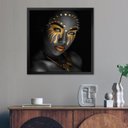 Ver imagem 2 de Kit 3 Quadros 50cm X 50cm Mulher e Folha Douradas Tropical Artes 