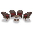 Ver imagem 1 de Conjunto de Poltronas Fibra Sintética Alumínio Berlim - 4 Poltronas + 1 Mesa Centro - Tecido Duna Ve