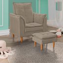 Ver imagem 1 de Poltrona De Amamentação Celine Com Puff Suede Bege Escuro