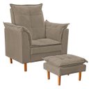 Ver imagem 2 de Poltrona De Amamentação Celine Com Puff Suede Bege Escuro