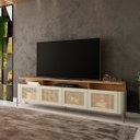 Ver imagem 1 de Rack Sala 4 Portas Palha Natural Mdf L220 X A65cm