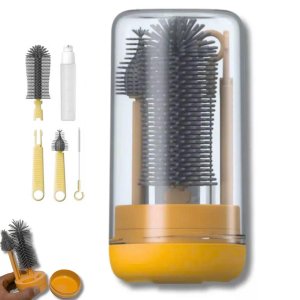 Kit Escovas de Limpeza 4 em 1 Mamadeira Garrafa Copo Bebe Criança Higiene Limpeza Bolsa Mala Passeio