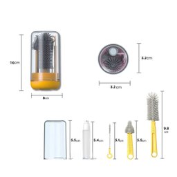 Kit Escovas de Limpeza 4 em 1 Mamadeira Garrafa Copo Bebe Criança Higiene Limpeza Bolsa Mala Passeio - 4