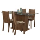 Ver imagem 2 de Conjunto Sala de Jantar Mesa Tampo de Vidro 4 Cadeiras Rustic/bege Marrom Espanha Madesa