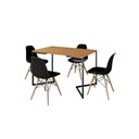 Ver imagem 2 de Mesa Industrial Base Ferro Preto em V Tampo 137x90 Canela 4 Cadeiras Eames Madeira Assento Preto