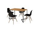 Ver imagem 2 de Mesa Industrial Base Ferro Preto em V Tampo 137x90 Canela 4 Cadeiras Eames Madeira Assento Preto