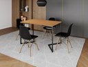 Ver imagem 1 de Mesa Industrial Base Ferro Preto em V Tampo 137x90 Canela 4 Cadeiras Eames Madeira Assento Preto