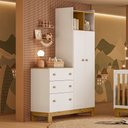 Ver imagem 1 de Guarda Roupa Infantil com Cômoda 2 Portas 3 Gavetas Flora 4970 Branco Acetinado Qmovi