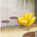 Ver imagem 1 de Kit Poltrona Opala com 2 Mesas Will Ferro Cinza Tampo Redondo Rose Sintético Amarelo - Ahazzo Móveis