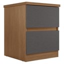 Ver imagem 2 de Mesa Cabeceira Quarto 47cm 2 Gavetas Zari Jatobá/Grafite S01 - Mpozenato