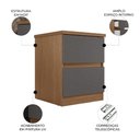 Ver imagem 3 de Mesa Cabeceira Quarto 47cm 2 Gavetas Zari Jatobá/Grafite S01 - Mpozenato