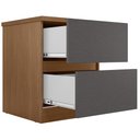 Ver imagem 5 de Mesa Cabeceira Quarto 47cm 2 Gavetas Zari Jatobá/Grafite S01 - Mpozenato
