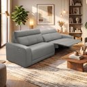 Ver imagem 3 de Sofá 4 Lugares Rettrátil Reclinável Elétrico 284cm Mazi L06 Couro Cinza - Lyam Decor