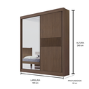Ver imagem 3 de Guarda Roupa Mdf Atenas Ripado 2 Portas Espelho Castanho