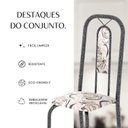 Ver mais imagens de Conjunto de Mesa Tubular 100x60cm Tampo em Granito Ocre com 4 Cadeiras Lívia Prata/Arabesco/Mart