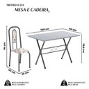 Ver imagem 3 de Conjunto de Mesa Tubular 100x60cm Tampo em Granito Ocre com 4 Cadeiras Lívia Prata/Arabesco/Mart