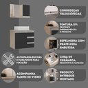 Ver imagem 7 de Conjunto Gabinete Banheiro Completo Prisma 60cm - Madeirado / Preto com Tampo Vidro