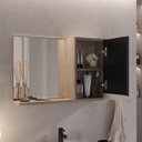 Ver imagem 4 de Conjunto Gabinete Banheiro Completo Prisma 60cm - Madeirado / Preto com Tampo Vidro