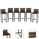Ver imagem 1 de Kit 6 Banquetas Quadrada Junco Cappuccino para Balcão Ilha Cozinha Área Gourmet Bancada Piscina Bar
