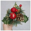 Ver imagem 1 de Kit 10 Ramos Maçã Decoração de Natal Artificial com Brilho 16cm
