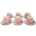 Ver imagem 1 de Jogo De Xícaras Com Pires 6 Canecas Esmaltada 180ml Chá Café Rosa