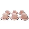 Jogo De Xícaras Com Pires 6 Canecas Esmaltada 180ml Chá Café Rosa - 1