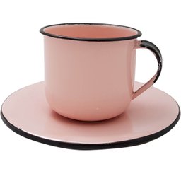 Jogo De Xícaras Com Pires 6 Canecas Esmaltada 180ml Chá Café Rosa - 4
