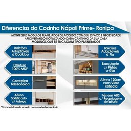Kit Cozinha Modulada 3 Peças Nápoli Prime 1 Aéreo + Balcão + 1 Paneleiro C3p02 Amendoa Grafite - 2