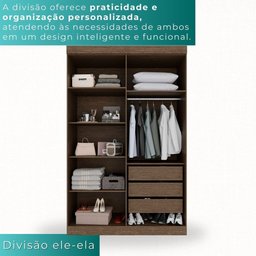 Guarda-roupa Solteiro 4 Portas 3 Gavetas Espanha - Mais Móveis Cor New Canion - 9