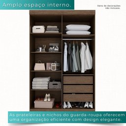 Guarda-roupa Solteiro 4 Portas 3 Gavetas Espanha - Mais Móveis Cor New Canion - 6