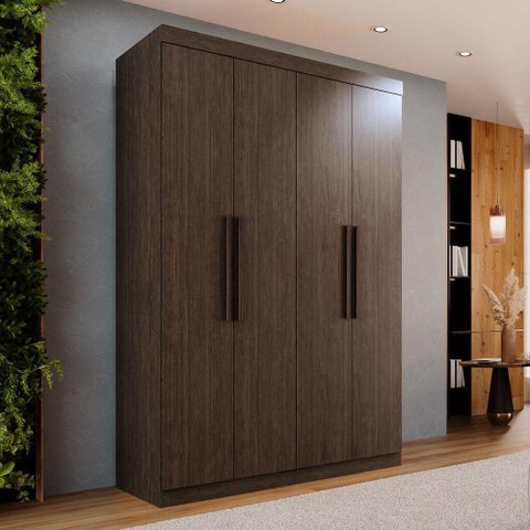 Guarda-roupa Solteiro 4 Portas 3 Gavetas Espanha - Mais Móveis Cor New Canion