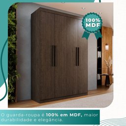 Guarda-roupa Solteiro 4 Portas 3 Gavetas Espanha - Mais Móveis Cor New Canion - 4