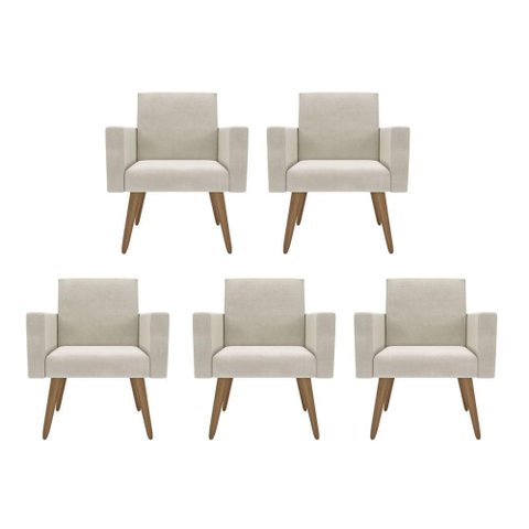 Kit 5 Poltronas: Elegância e Glamur Absolutos no Salão Bege