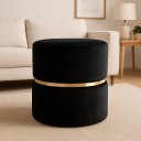 Ver imagem 1 de Puff Cinta no Meio Decorativa Preto Veludo