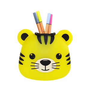 Porta Objetos e Canetas de Mesa Infantil Tigre Decorfun porta objetos, porta caneta infantil, porta 