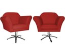 Ver imagem 1 de Kit 2 Poltronas Decorativa Marcela Base Giratória Metal Suede Vermelho Ms Decor