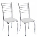 Ver imagem 2 de Kit 2 Cadeiras Iara Cromada Para Cozinha Branco