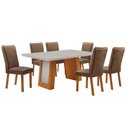Ver imagem 2 de Mesa de Jantar Carolina 180cm Tampo MDF Vidro Canto Copo com 6 Cadeiras Lisa