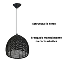 Ver imagem 3 de Pendente Redondo Preto Boca de 40 Cm Corda Náutica