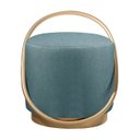 Ver imagem 2 de Kit 2 Puffs Redondo Lunar em Linho e Base Metal Dourado Agarb Decor Cor:linho Azul