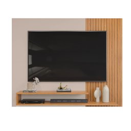 Painel para TV até 50 Polegadas 2 Prateleiras Nando DJ Móveis  Carvalho Nobre/Griz - 5
