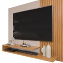 Ver imagem 4 de Painel para TV até 50 Polegadas 2 Prateleiras Nando DJ Móveis Carvalho Nobre/Griz