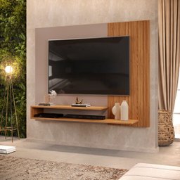 Painel para TV até 50 Polegadas 2 Prateleiras Nando DJ Móveis  Carvalho Nobre/Griz - 2