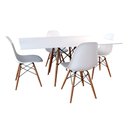 Ver imagem 2 de Conjunto De Mesa Eames Eiffel Retangular 120x75 Tampo De Madeira Branco Com 4 Cadeiras Brancas