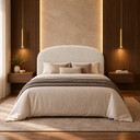 Ver imagem 2 de Cabeceira Casal 138cm Curva Estofada Bouclé Cama Box Fly:Off White