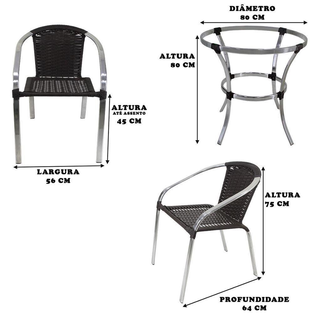 4 Cadeiras Salinas Em Mesa Em Alumínio Área Externa Tabaco - 3
